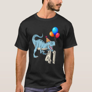 Dinosaur Balloon T Rex 41st Birthday Kid Boy Girl T-Shirt