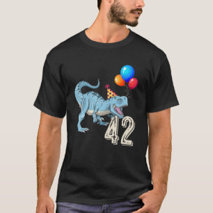 Dinosaur Balloon T Rex 42Nd Birthday Kid Boy Girl T-Shirt