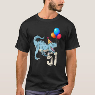 Dinosaur Balloon T Rex 51st Birthday Kid Boy Girl T-Shirt