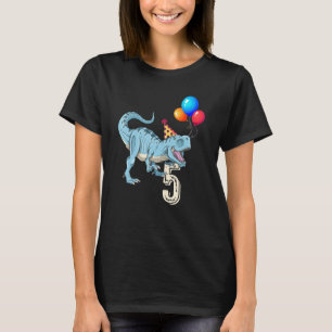 Dinosaur Balloon T Rex 5th Birthday Kid Boy Girl T-Shirt