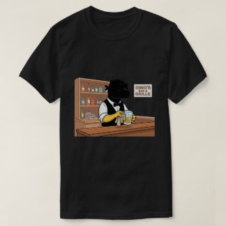 Dinosaur Bartender Bar Beer Funny Cartoon T-Shirt