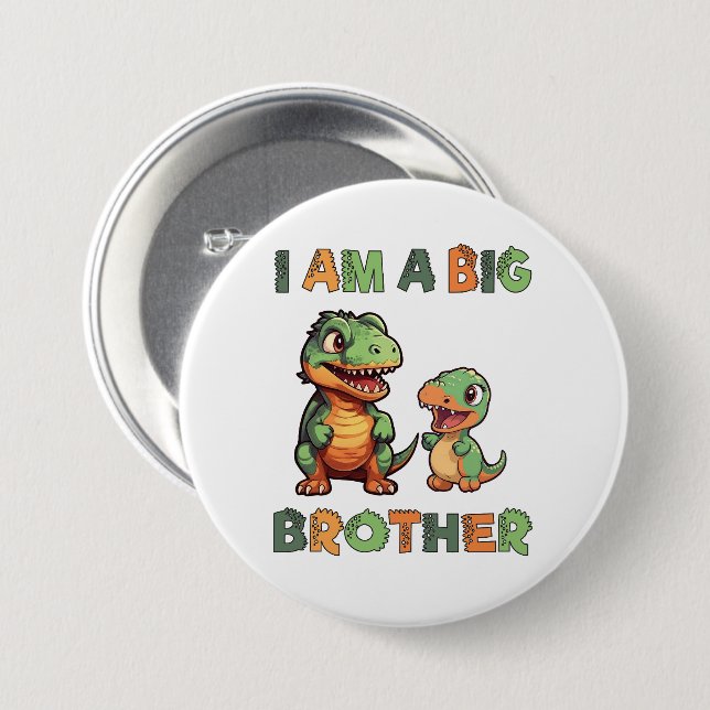 Dinosaur Big Brother  7.5 Cm Round Badge (Front & Back)