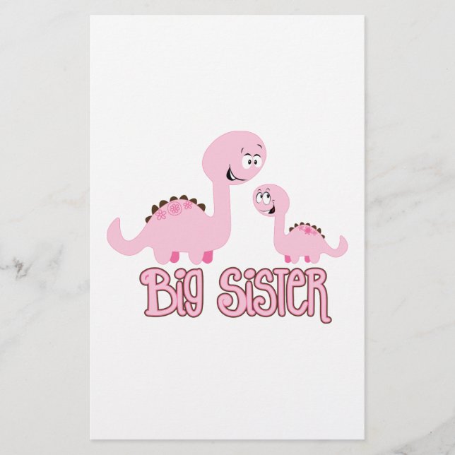 Dinosaur Big Sister Stationery (Front)