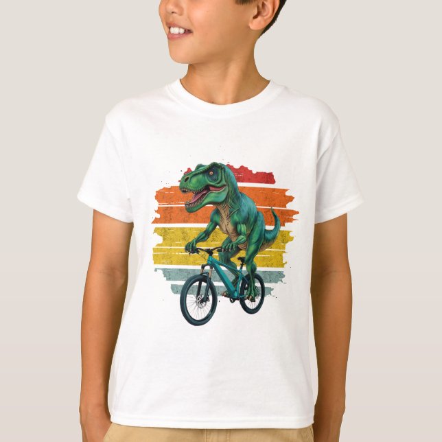 Dinosaur Biker Funny Cycling Lover Shirt Design (Front)