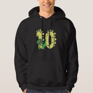 Dinosaur Birthday   10 Year Old Boy Rex 10th Bday  Hoodie
