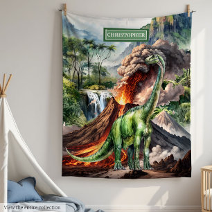 Dinosaur Birthday Blanket Custom Name for Boys