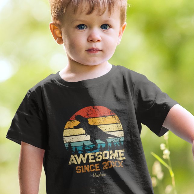 Dinosaur Birthday Boy Awesome Since Birth Year Toddler T-Shirt (Creator Uploaded)