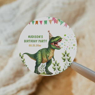 Dinosaur Birthday Classic Round Sticker