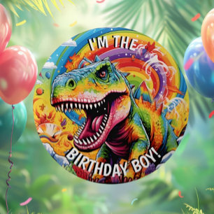 dinosaur birthday colourful cute 6 cm round badge