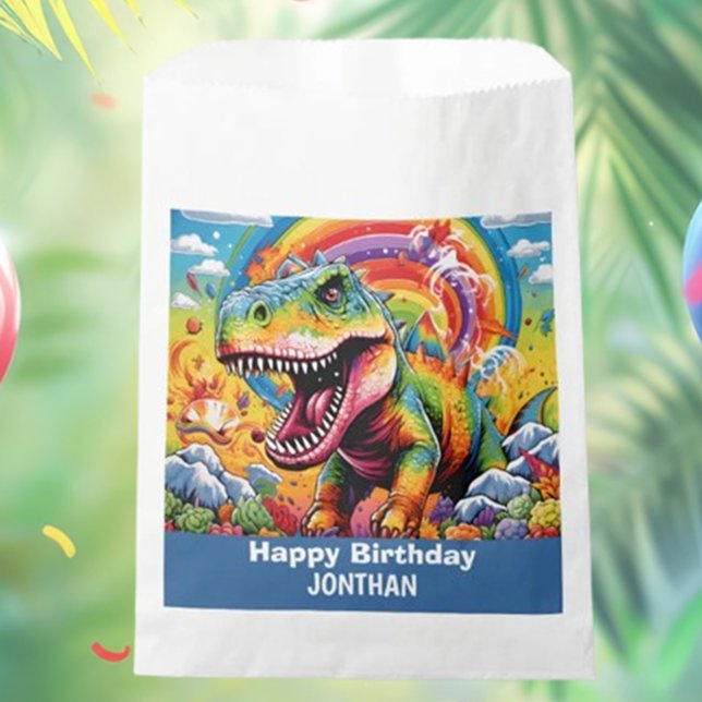 dinosaur birthday colourful cute favour bag (Cute Dinosaur Birthday Favor Bags: Colorful & Fun Gifts!)
