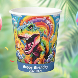 dinosaur birthday colourful cute paper cups