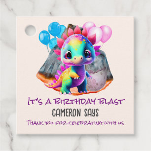 Dinosaur Birthday Colourful To Be a Blast Any Age Favour Tags