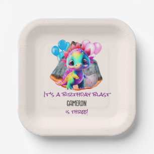 Dinosaur Birthday Colourful To Be a Blast Any Age  Paper Plate