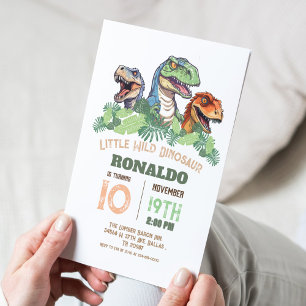 Dinosaur Birthday Dino Party  Dinosaurs 10th Invitation