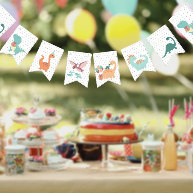 Dinosaur birthday friends neutral pastel bunting  (Creator Uploaded)