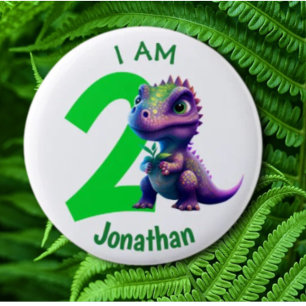 Dinosaur birthday Green 6 Cm Round Badge