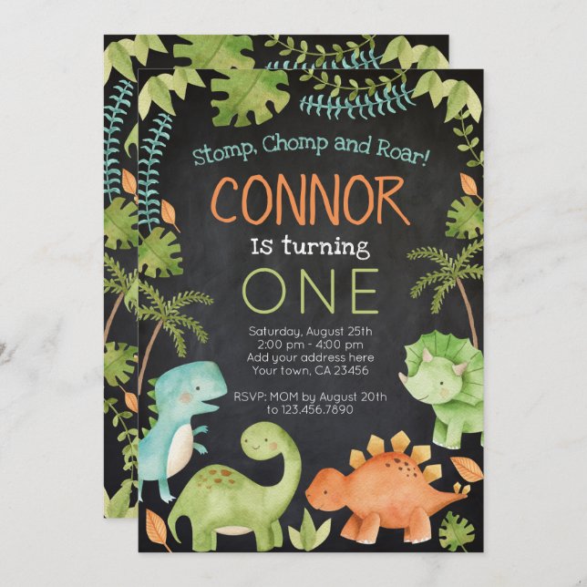 Dinosaur Birthday Invitation (Front/Back)