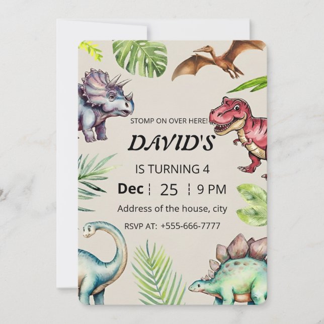 Dinosaur Birthday Invitation (Front)