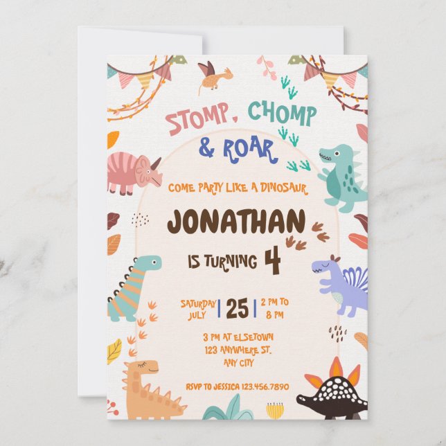 Dinosaur Birthday  Invitation (Front)