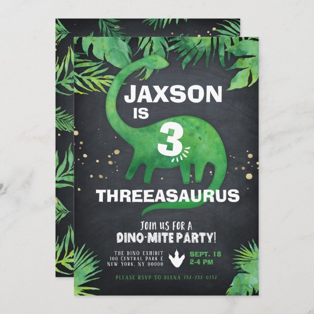 Dinosaur Birthday Invitation (Front/Back)