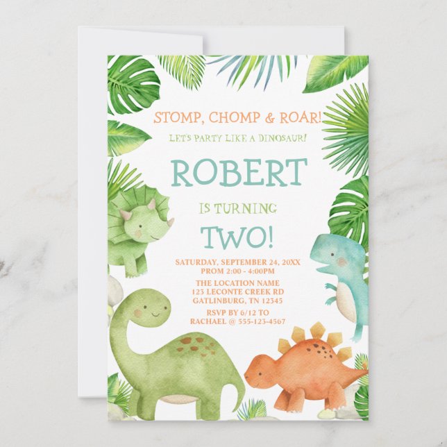 Dinosaur Birthday Invitation (Front)