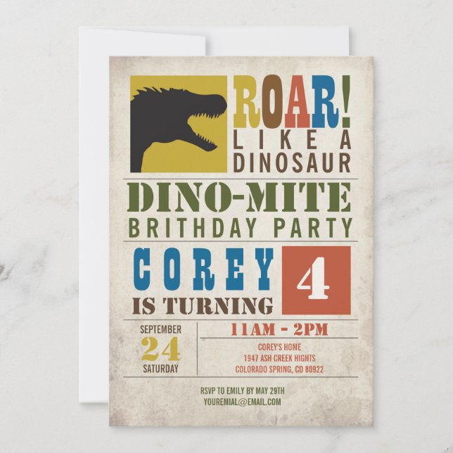 Dinosaur Birthday Invitation (Front)