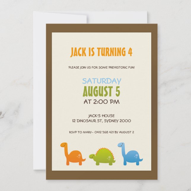 Dinosaur Birthday Invitation (Front)