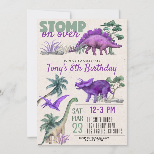 Dinosaur Birthday  Invitation (Front)