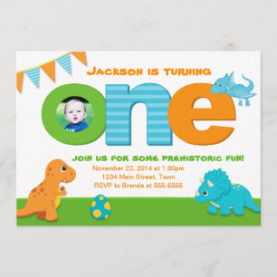 Dinosaur Birthday Invitation 1st Birthday
