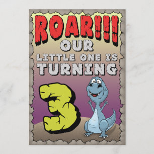 Dinosaur Birthday Invitation 3 Year Old