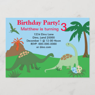 Dinosaur Birthday Invitation 5x7