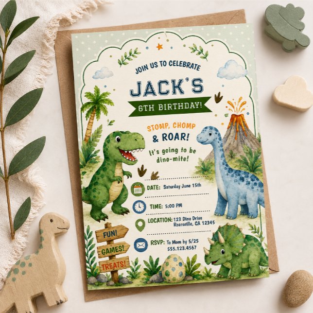 Dinosaur Birthday Invitation Boy Dino (Creator Uploaded)