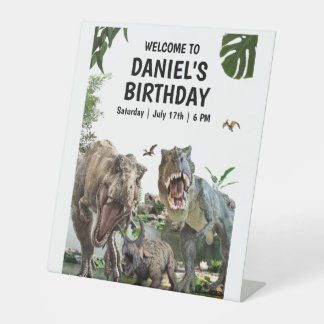 Dinosaur birthday invitation Dino T-Rex birthday Pedestal Sign