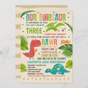 Dinosaur Birthday Invitation Dinosaur T-Rex Party