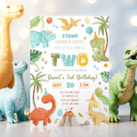 Dinosaur Birthday Invitation,EDITABLE Dinosaur 2nd