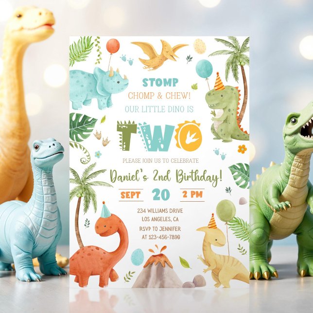 Dinosaur Birthday Invitation,EDITABLE Dinosaur 2nd Invitation (Creator Uploaded)