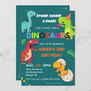 Dinosaur Birthday Invitation – Editable Flat Car
