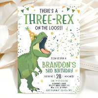 Dinosaur Birthday Invitation, Editable Three Rex 3