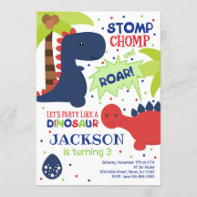 Dinosaur Birthday Invitation for a Boy