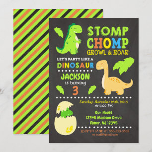 Dinosaur Birthday Invitation for a Boy