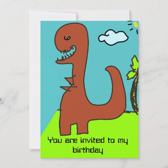 Dinosaur birthday invitation for boy (Front)