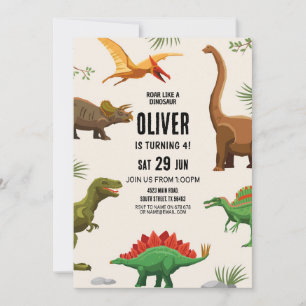 Dinosaur Birthday Invitation Party Boys Dinos
