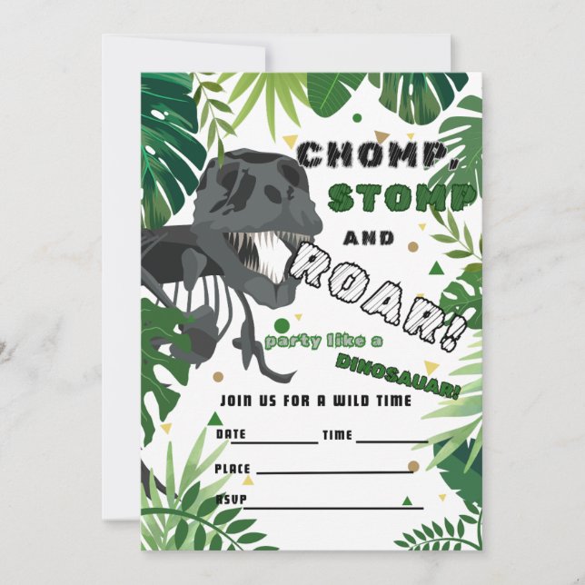 Dinosaur Birthday Invitation – Roarsome Kids Party (Front)