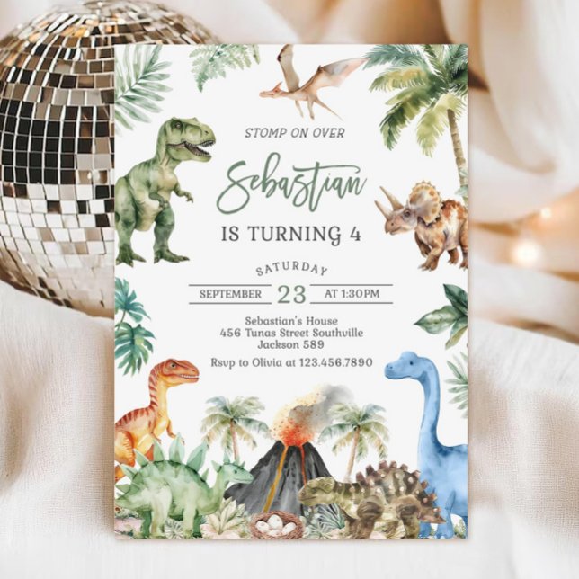 Dinosaur Birthday Invitation Template, Editable  (Creator Uploaded)