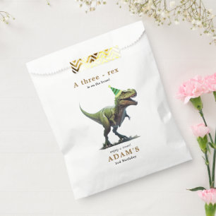 Dinosaur Birthday Invitation, Three rex Birthday Favour Bag