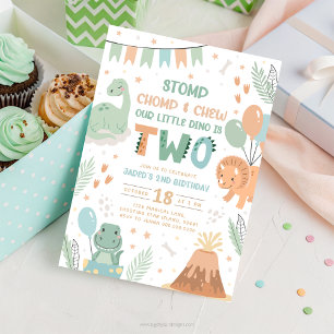 Dinosaur Birthday Invitation Two. Cute Baby Dino 2