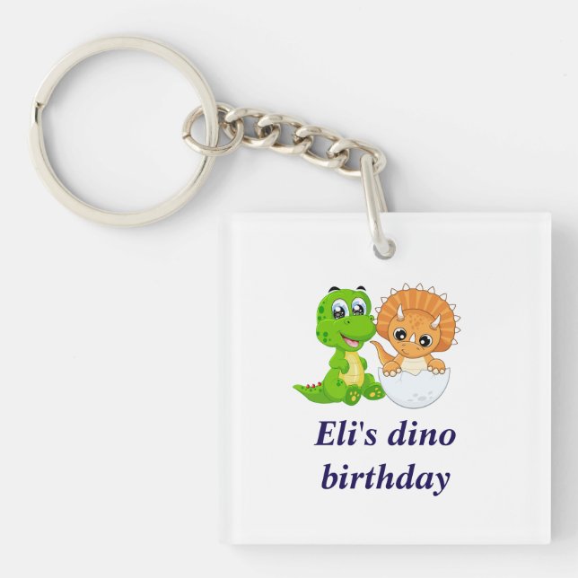 Dinosaur birthday key ring (Front)