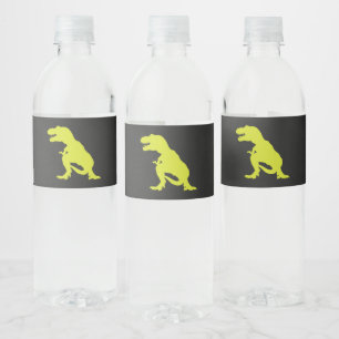 Dinosaur Birthday Modern T Rex Water Bottle Label