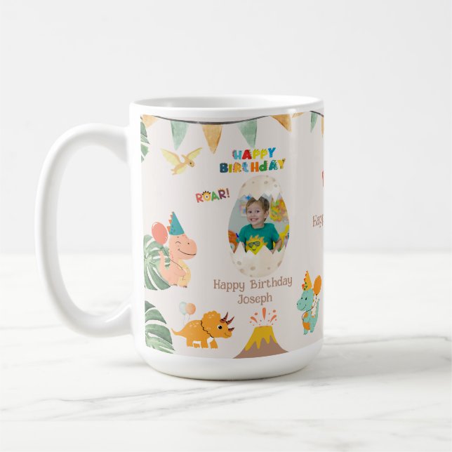 Dinosaur Birthday Mug Gift – Custom Photo  (Left)