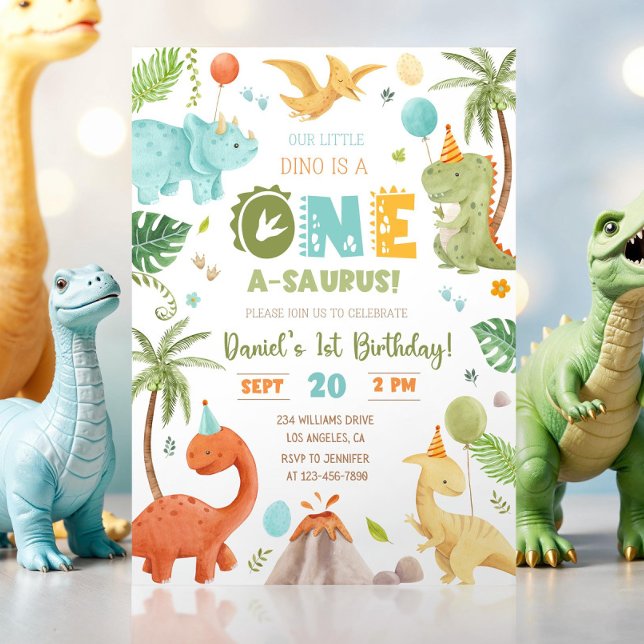 Dinosaur Birthday Party 1st Birthday First Birthda Invitation (Creator Uploaded)